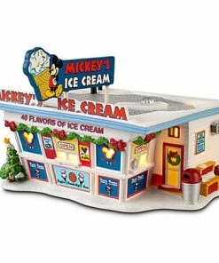 Buy 🎁 Outlet 🌟 Disney ❄ ❄ Christmas Village - Mickey's Ice Cream Shop - Light Up Building ⭐ 🔔
