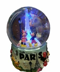 Promo 🥰 Hot Sale ✨ Disney Snow Globe - Mickey And Minnie Mouse Eiffel Tower - Light Up ⭐ 😍