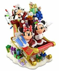 Outlet ⌛ Flash Sale 🔥 Disney 🎄 🎄 Christmas Figurine - Sleigh Mickey Mouse And Friends ⭐ 🤩